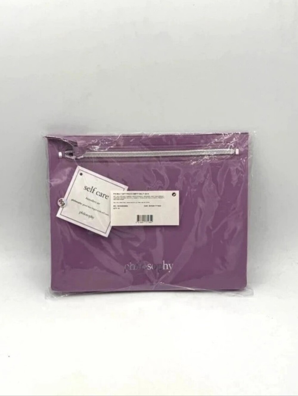 Philosophy Lavender Zip Cosmetic Pouch with Self Care Tag